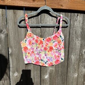 SHEIN Pink and Orange Sleeveless Crop Tank Top